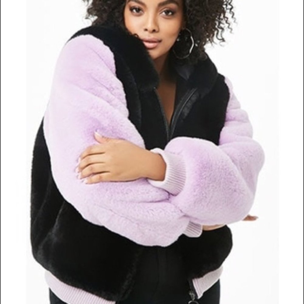 SHACI Hooded Faux Fur Bomber Jacket